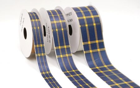 Marineblaues und Goldenes Karoband_AI